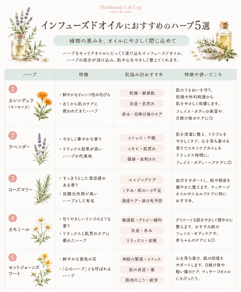 インフューズドオイルおすすめハーブ